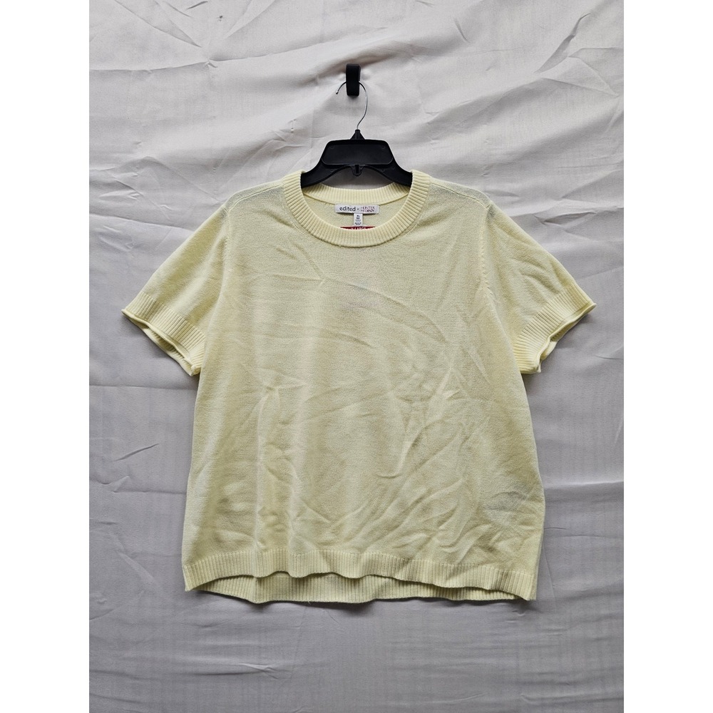 Edited x‎ Hunter McGrady Womens XL Luxe Short Sleeve Sweater Yellow 7ER8031 NEW